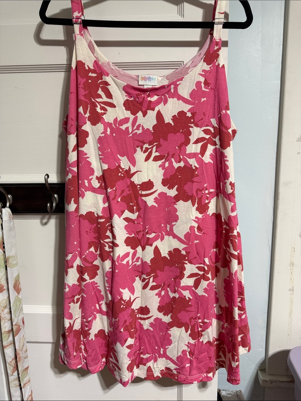LuLaRoe Pink and White Floral Tank Dress
